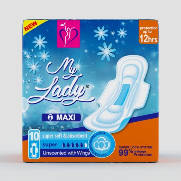 My Lady Maxi Sanitary Pads 10 Pack - Unscented with Wings